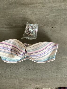 Victoria's Secret Pastel Striped Bandeau Bikini Top - Pink, Purple, Blue, Cream
